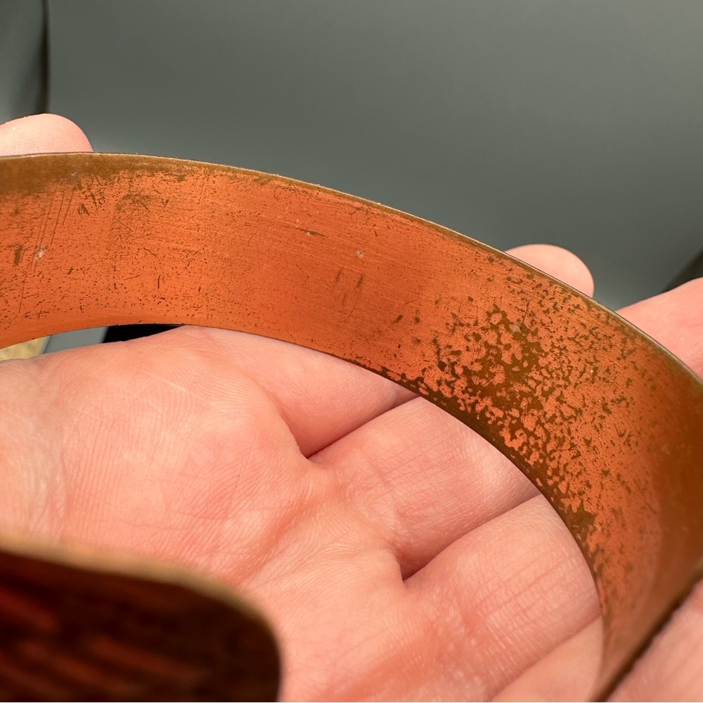 Lot of 2 VTG Copper Cuff Bracelets Adjustable Modernist & Boho Styles - Picture 9 of 13